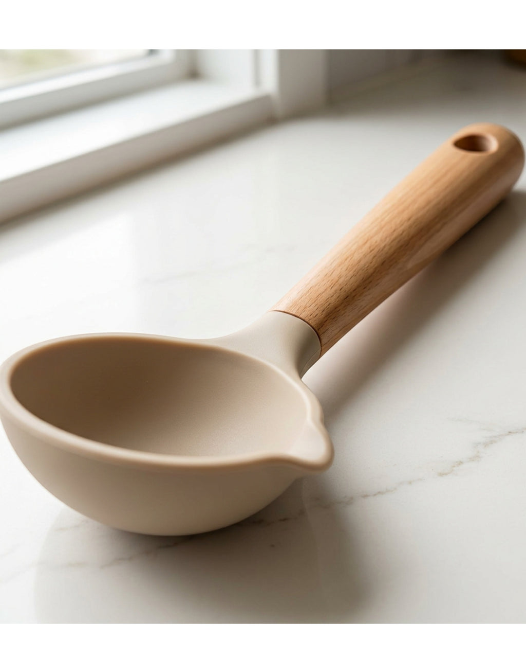 Gaue Shallow Silicone Serving Ladle Oat 12.4 in