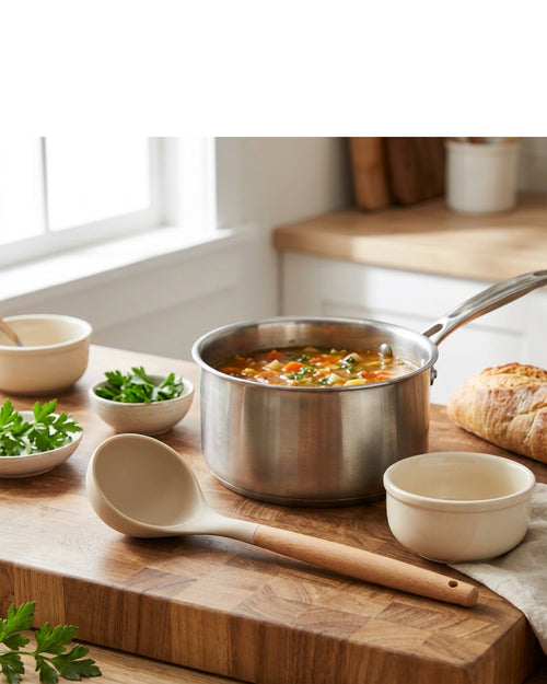Gaue Shallow Silicone Serving Ladle Oat 12.4 in