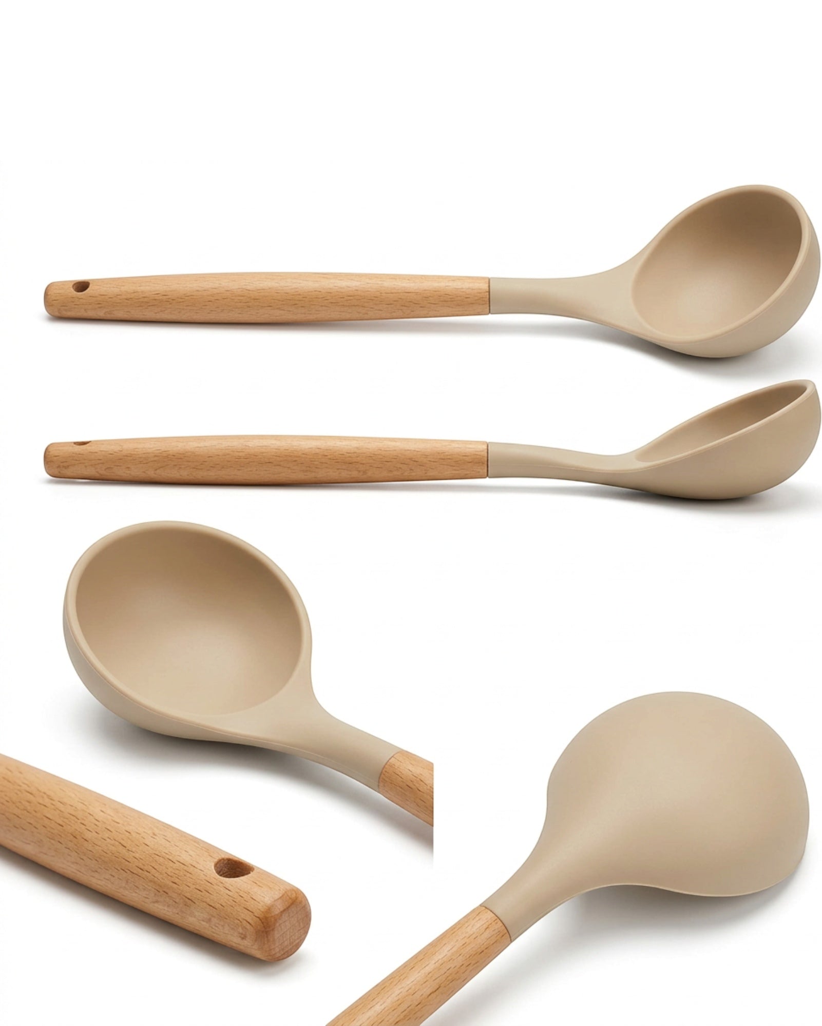 Gaue Shallow Silicone Serving Ladle Oat 12.4 in