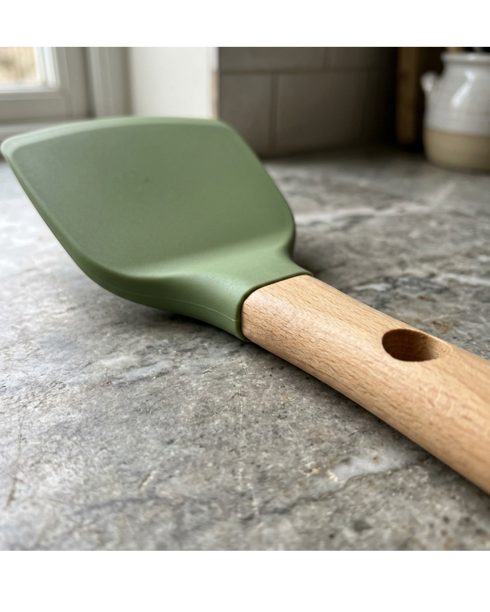 Gaue Silicone Wok Turner Basil Wood Handle 12 in