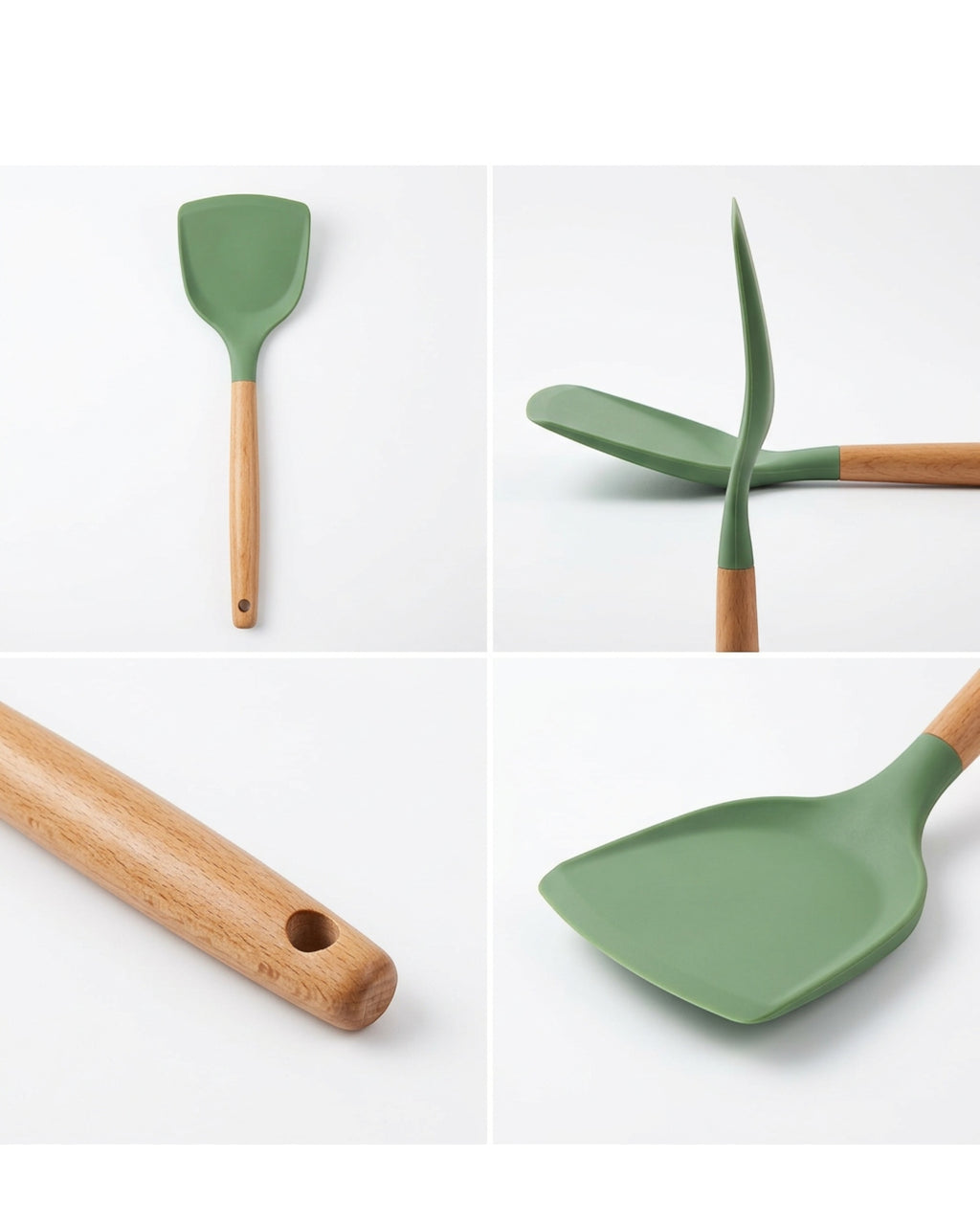 Gaue Silicone Wok Turner Basil Wood Handle 12 in